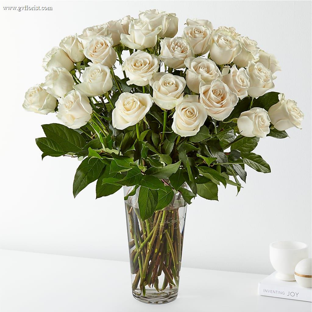 Long Stem White Rose Bouquet – Grass Valley Florist, Grass Valley CA