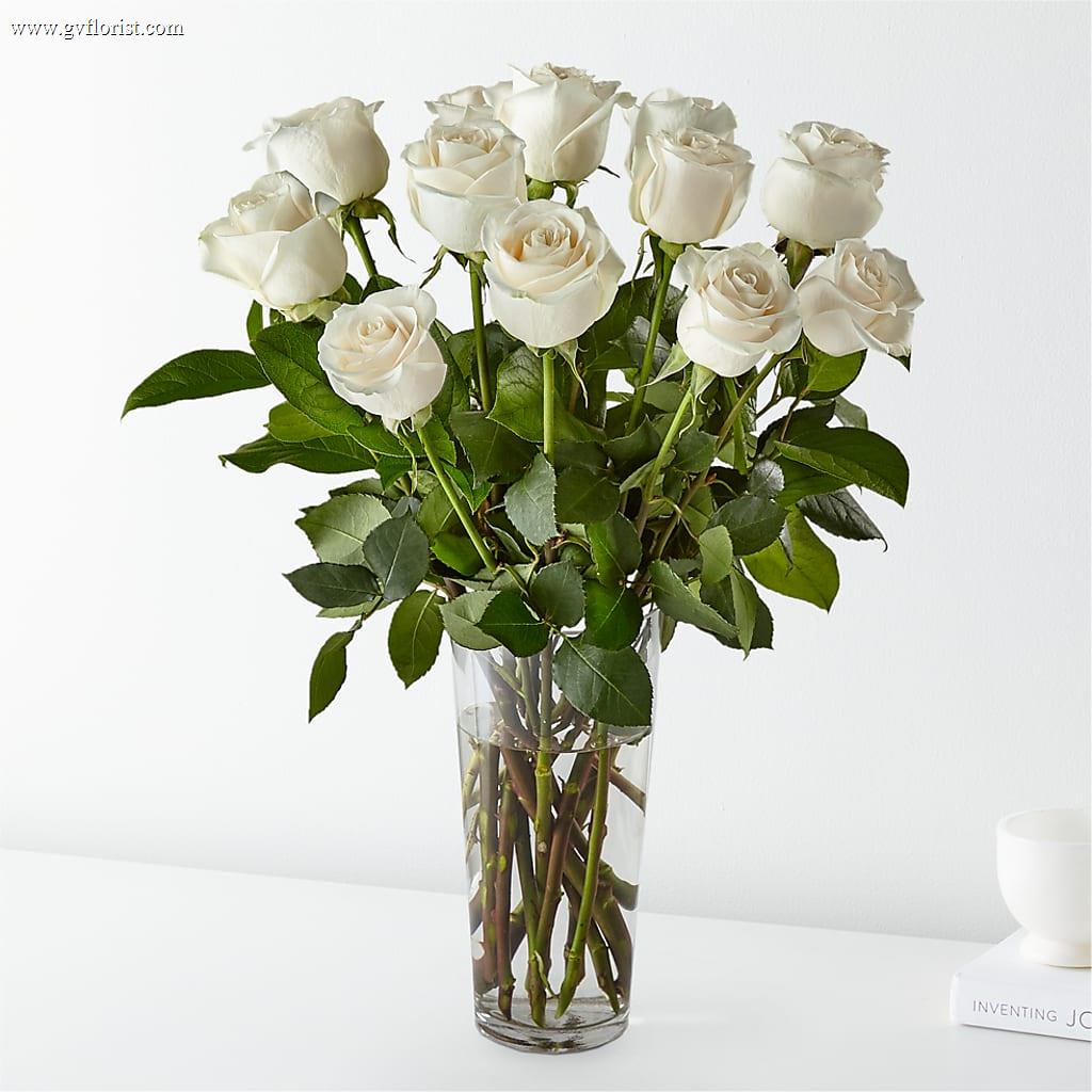 Long Stem White Rose Bouquet –  Grass Valley Florist, Grass Valley CA