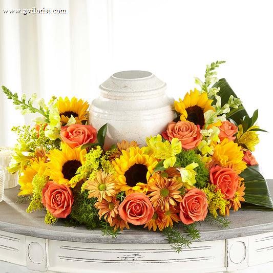 Faithful Sunflower Cremation Adornment –  Grass Valley Florist, Grass Valley CA