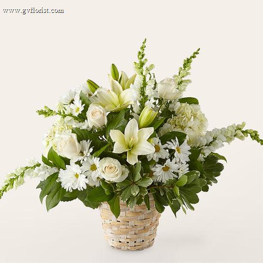 Ivory Elegance Floral Basket –  Grass Valley Florist, Grass Valley CA