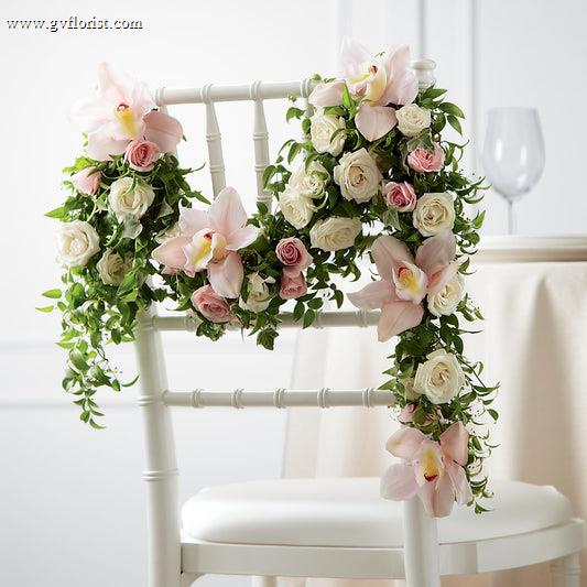 Orchid Rose Chair Décor –  Grass Valley Florist, Grass Valley CA